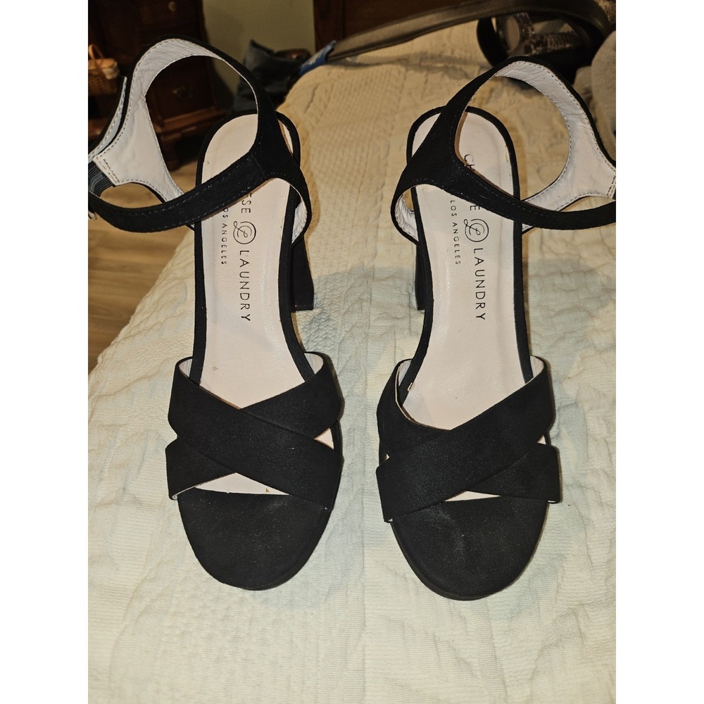 Chinese Laundry Black Suede Strappy Heels/Slingbacks Casual Or Party. Size 7.5